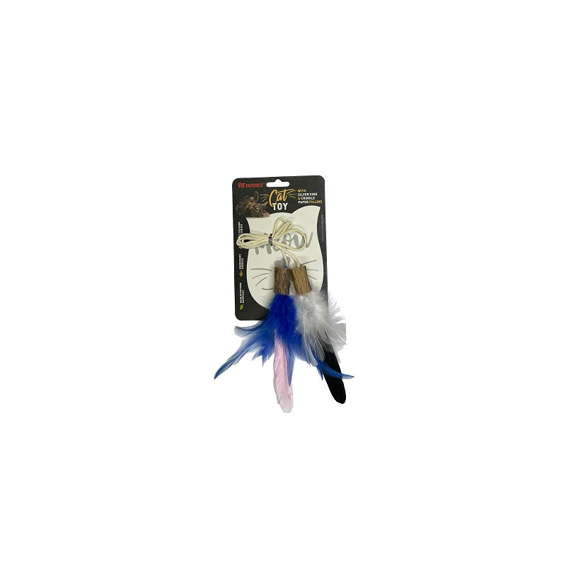 WOODY CAT TOY FEATHER SILVERVINE