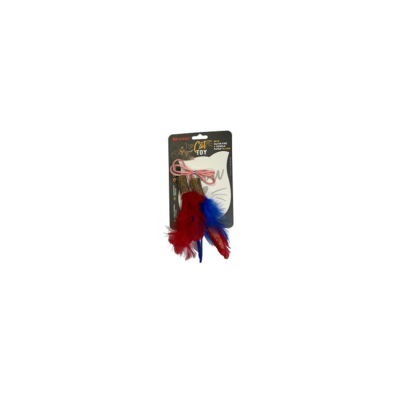 WOODY CAT TOY FEATHER SILVERVINE