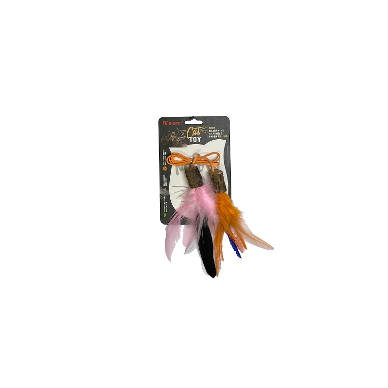 WOODY CAT TOY FEATHER SILVERVINE