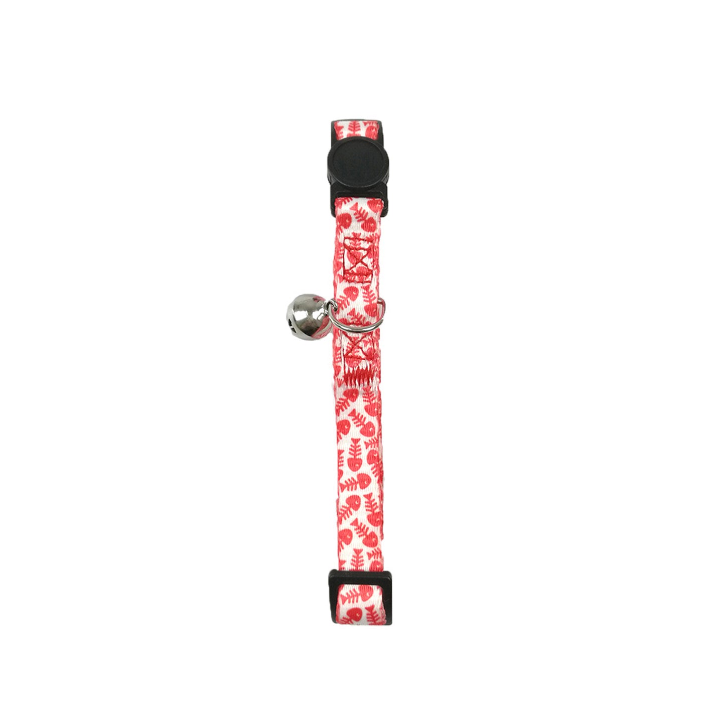 CAT COLLAR FISH BONE WHITE/RED 1 X 20-35CM