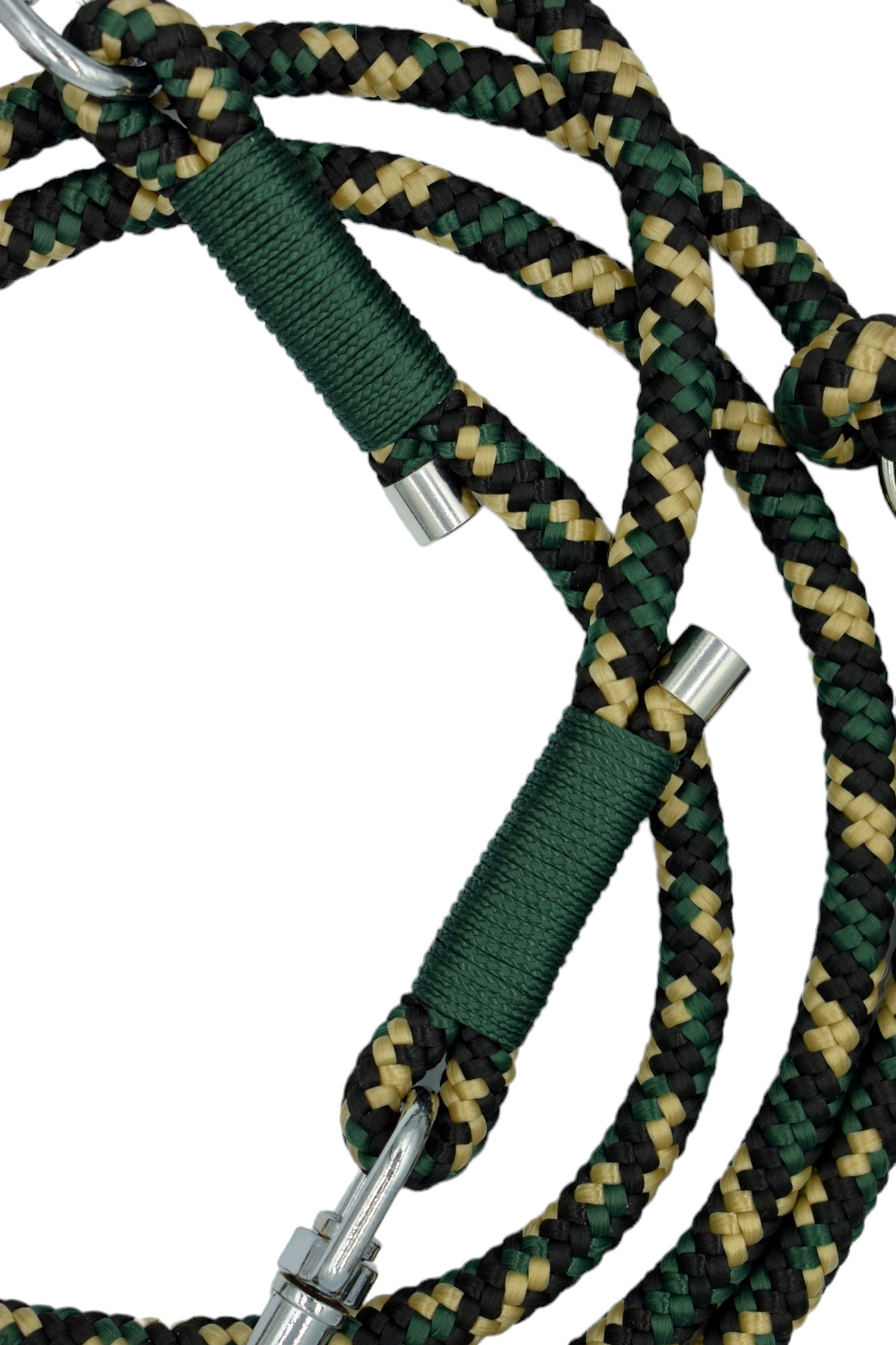 HANDMADE TRAINING DOG LEASH GREEN - BEIGE (220cm)