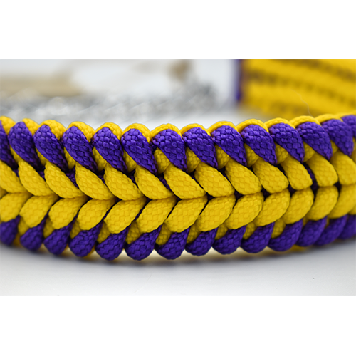 HANDMADE MARTINGALE DOG COLLAR HUNTER WORLD PURPLE - YELLOW (33 - 46cm)