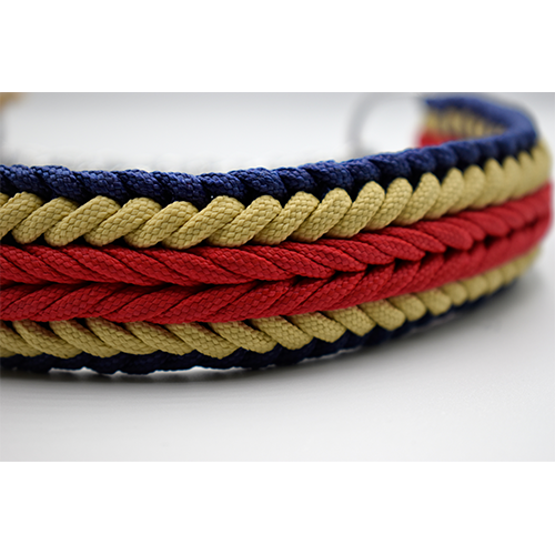 HANDMADE MARTINGALE DOG COLLAR WAVE DANCE RED - BLUE - BEIGE (38 - 49cm)