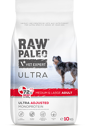 Dog Raw Paleo Ultra Adult Medium & Large Size 10kg Beef