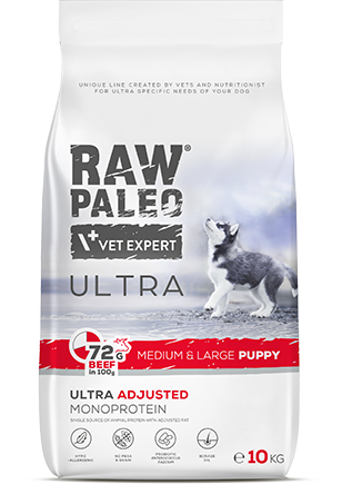 Dog Raw Paleo Ultra Puppy Medium & Large Size 10kg Beef