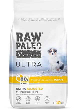 Dog Raw Paleo Ultra Puppy Medium & Large Size 10kg Turkey