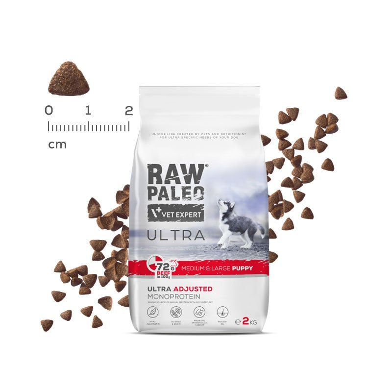 Dog Raw Paleo Ultra Puppy Medium & Large Size 2kg Beef