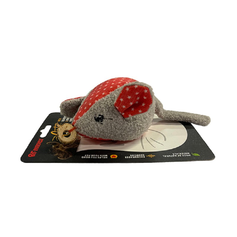 FUNNY MOUSE CAT TOY WITH SILVERVINE & FEATHER