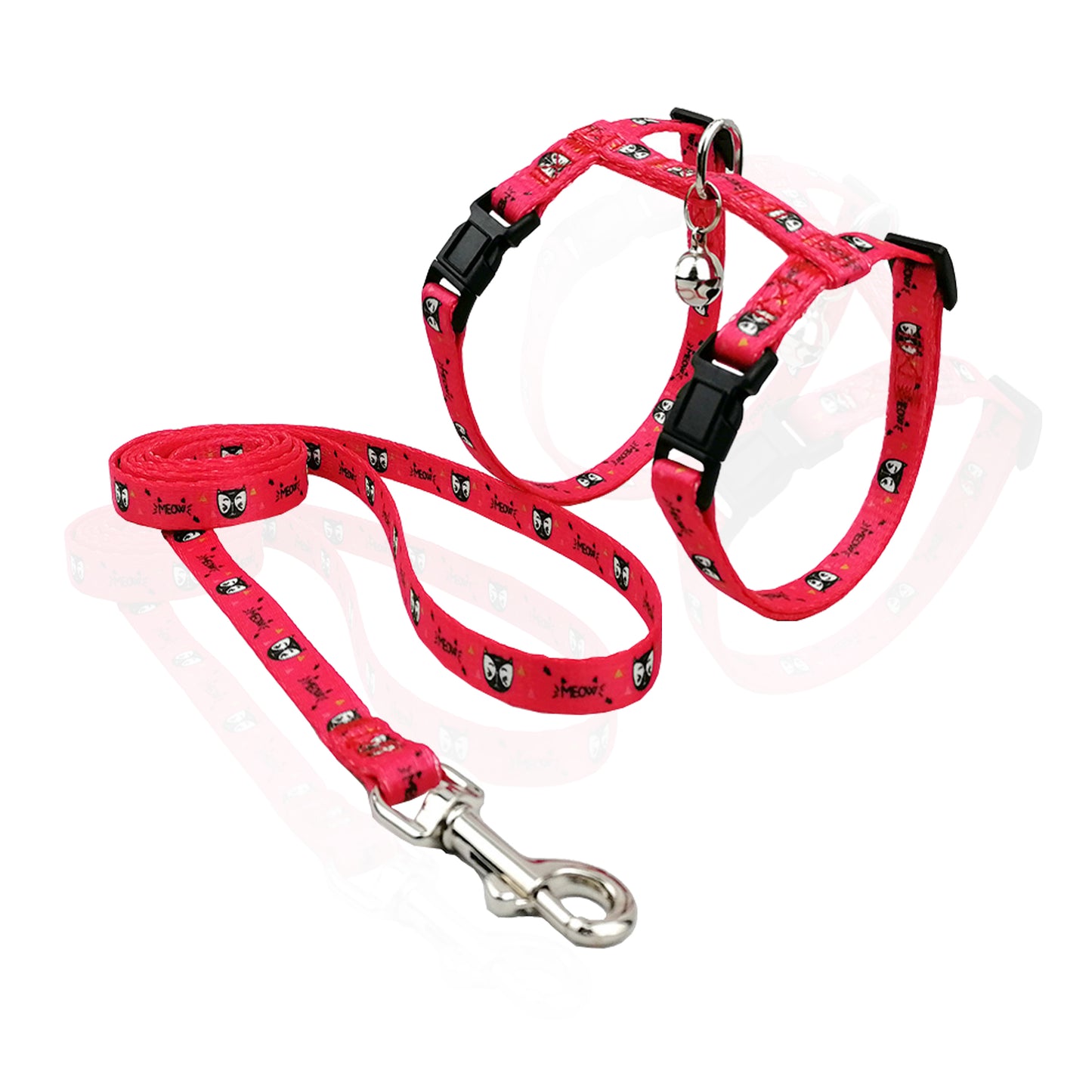 CAT HARNESS WITH LEASH MEOW CORAL SMALL