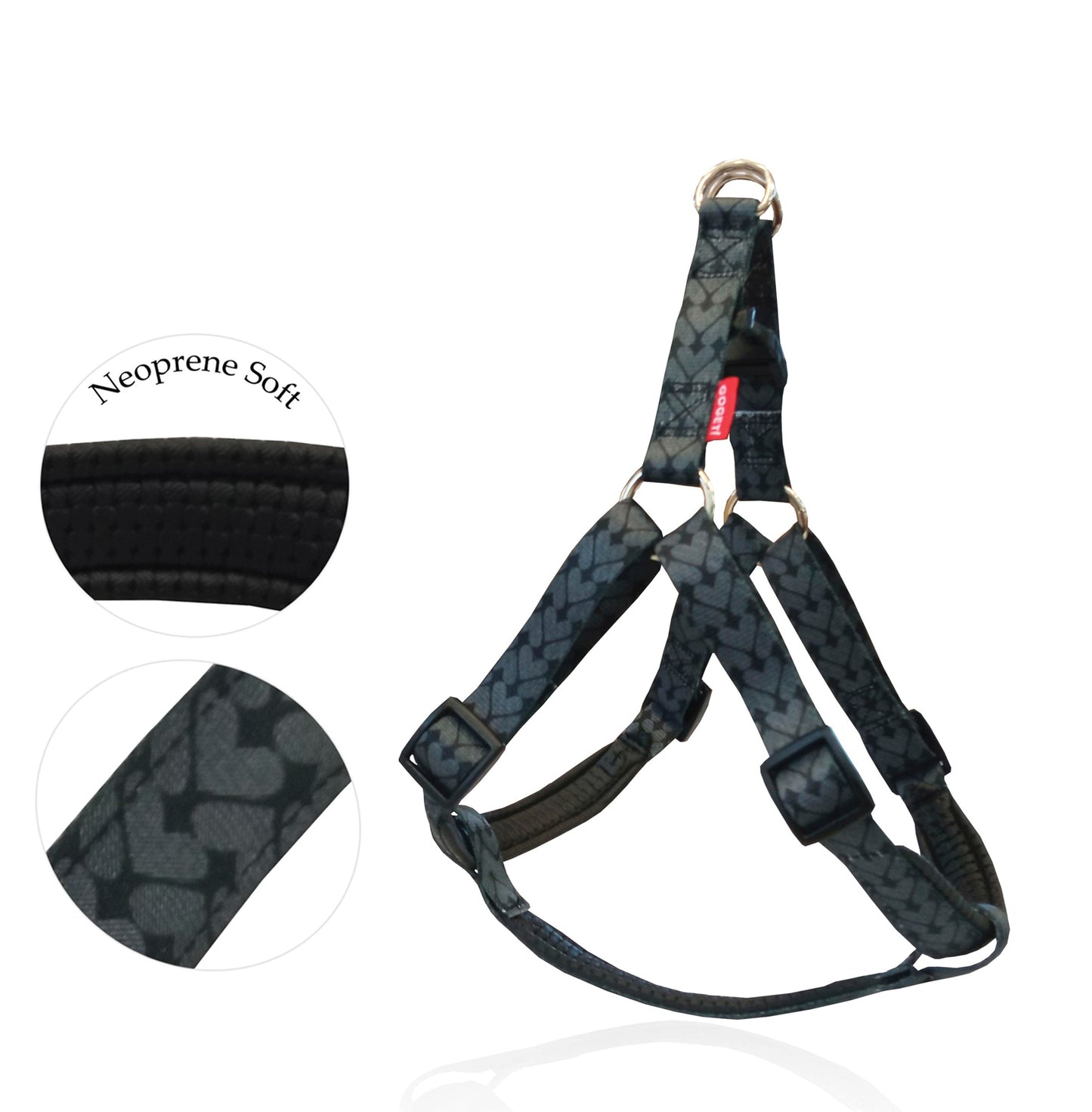 GO GET HARNESS NEOPR CUORI GRIGI M     2 X 40-56CM