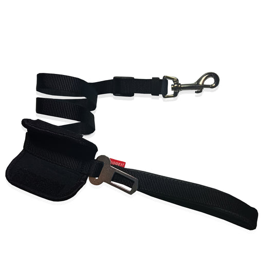 GO GET 2IN1 SEAT BELT & LEASH BLACK 2cmX40-100cm