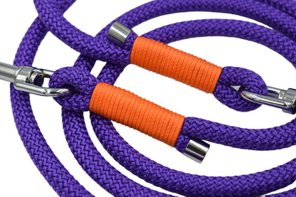 HANDMADE TRAINING DOG LEASH PURPLE - ORANGE (220cm)